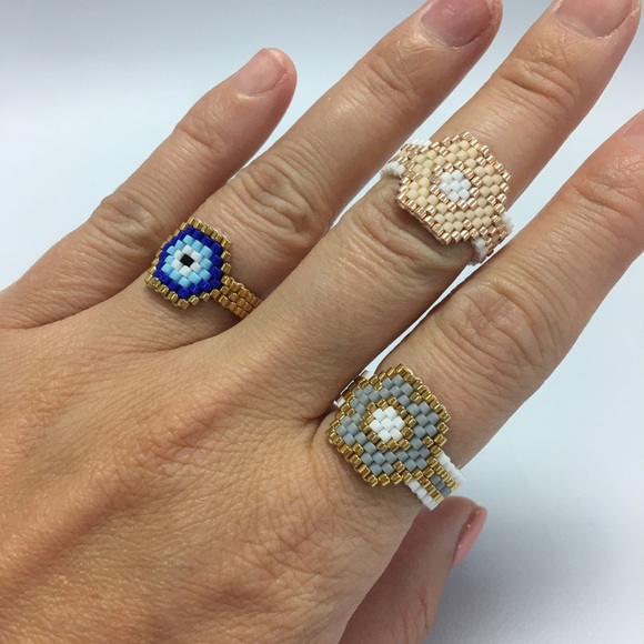 Seed beads flower boho ring - Picture 4 of 4